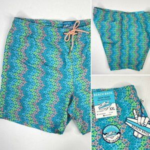 Beach Bros Ombre Turtle Coral UPF Psychedelic Swim Suit Trunks XXL Mens New